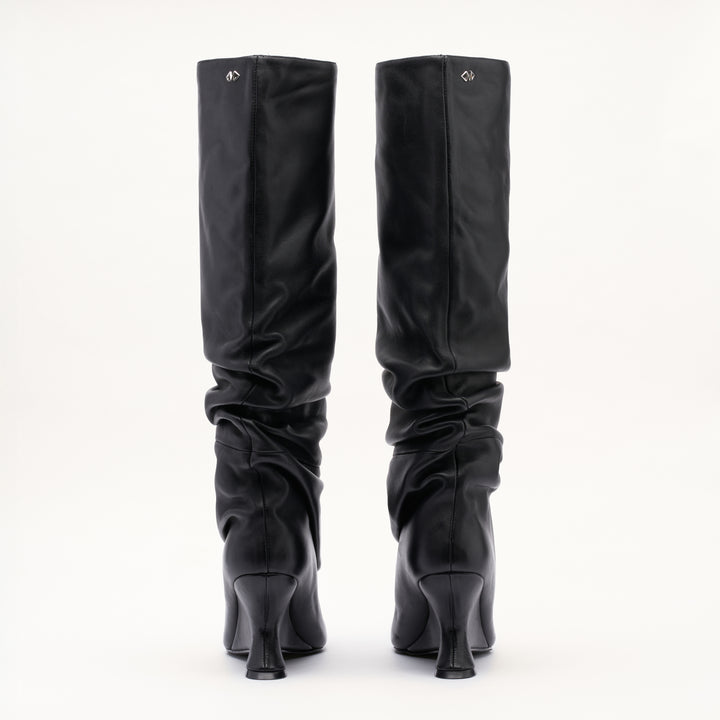 MALLET Layla Women's Black Leather Slouch Knee High Boots