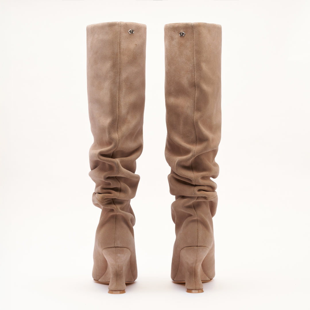 MALLET Layla Women's Beige Suede Slouch Knee High Boots