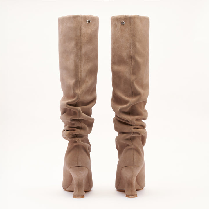 MALLET Layla Women's Beige Suede Slouch Knee High Boots