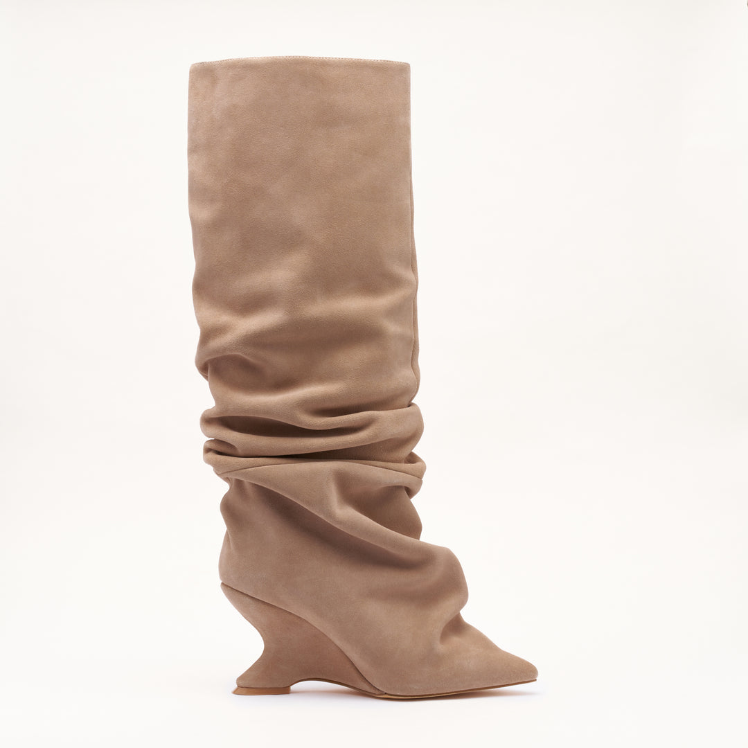 MALLET Layla Women's Beige Suede Slouch Knee High Boots
