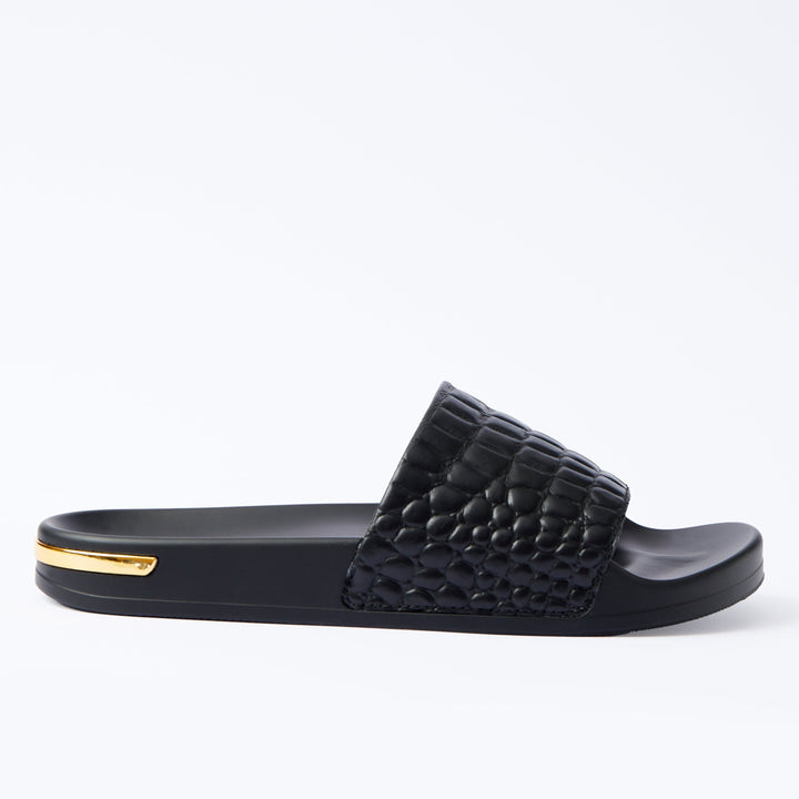 Slide Triple Black Croc