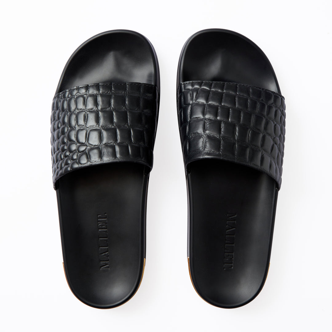 Slide Triple Black Croc