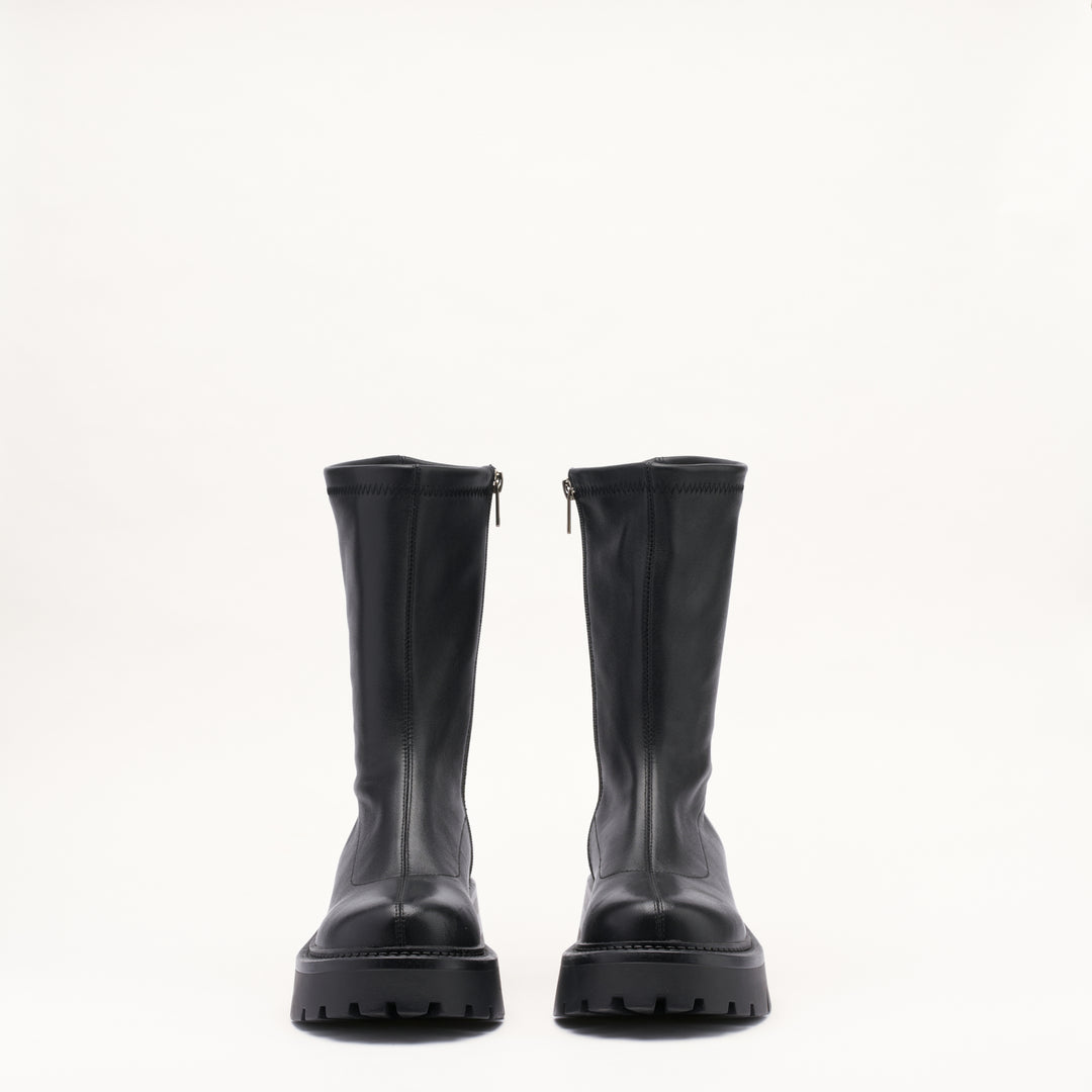 MALLET Maddie Women's Black Stretch Leather Sock Boots