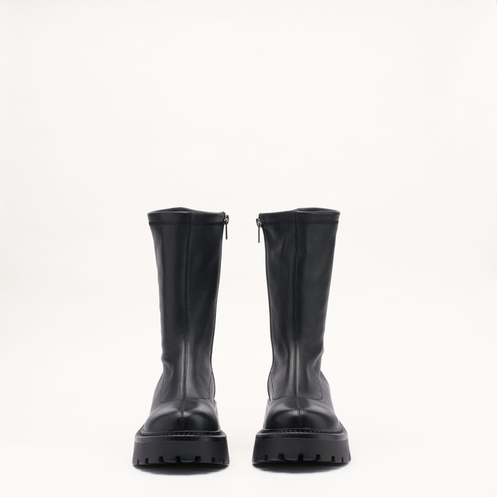 MALLET Maddie Women's Black Stretch Leather Sock Boots