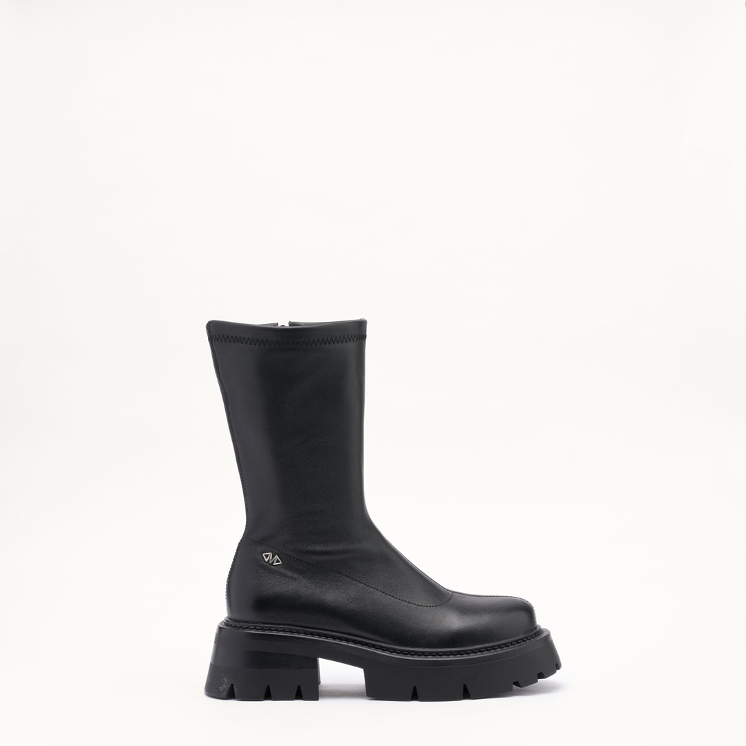 MALLET Maddie Women's Black Stretch Leather Sock Boots
