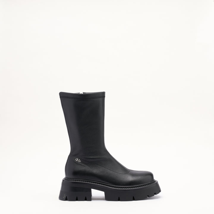 MALLET Maddie Women's Black Stretch Leather Sock Boots