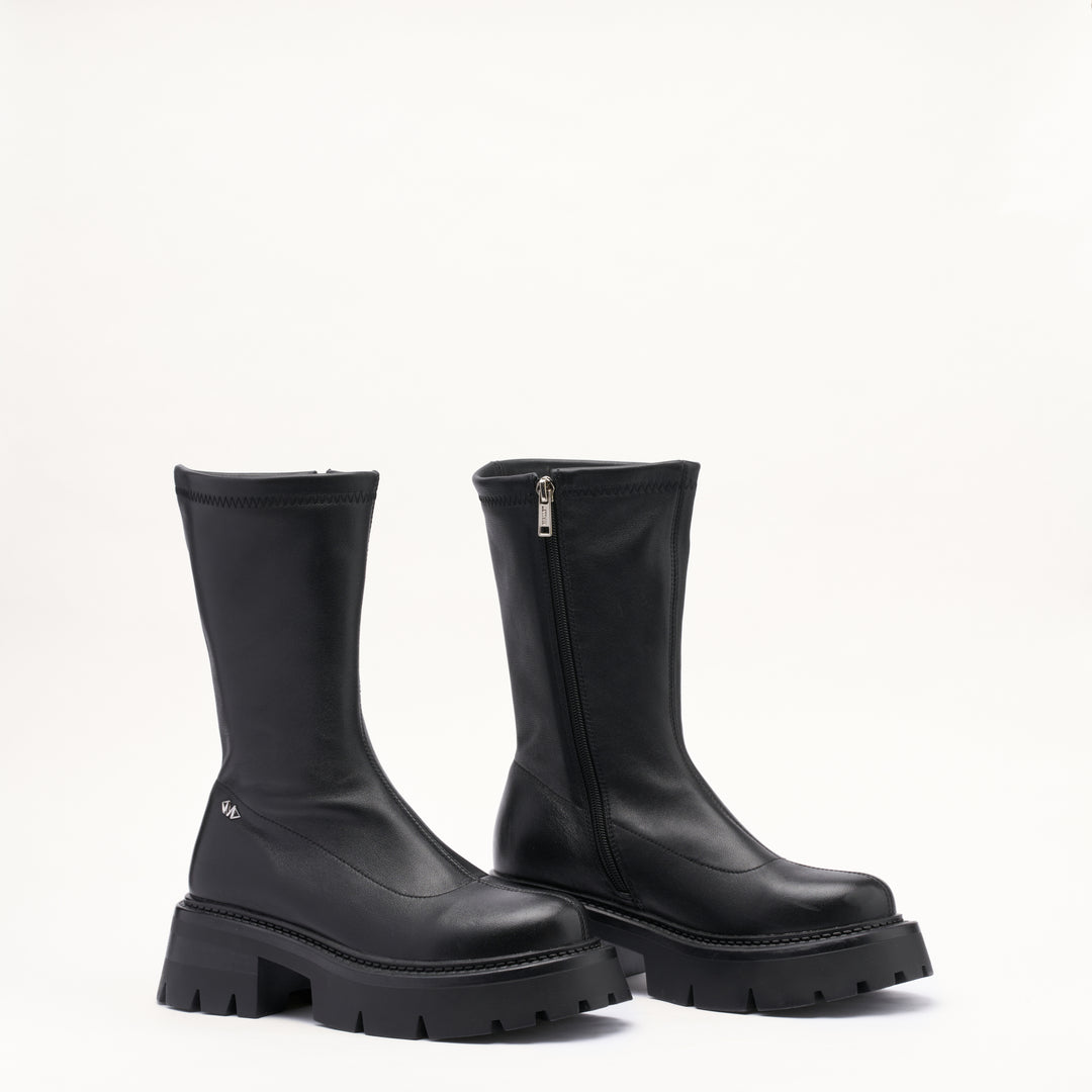 MALLET Maddie Women's Black Stretch Leather Sock Boots
