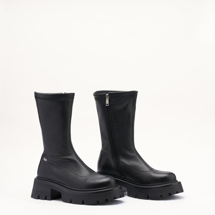 MALLET Maddie Women's Black Stretch Leather Sock Boots