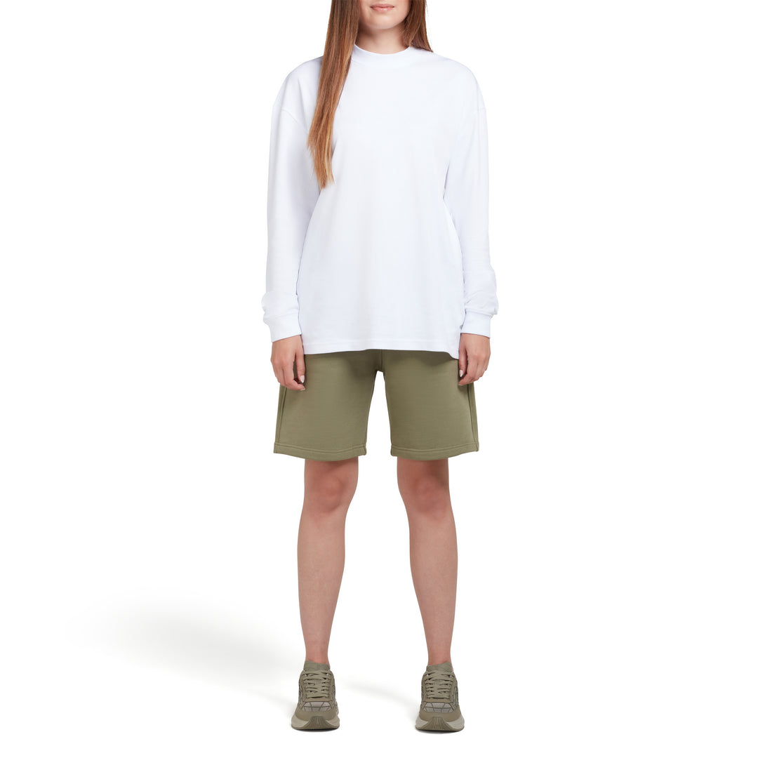 Long Sleeve Oversized Interlock Tee White Organic