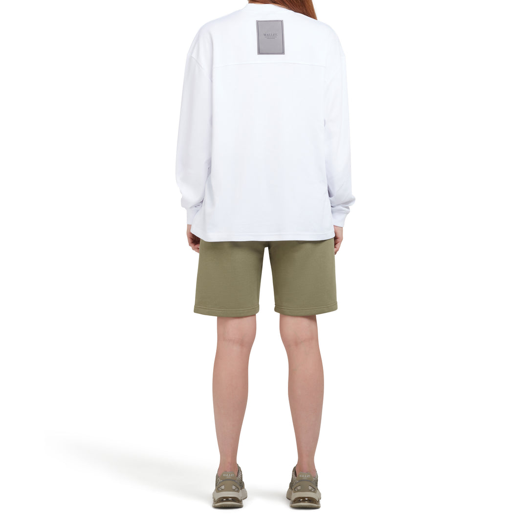 Long Sleeve Oversized Interlock Tee White Organic