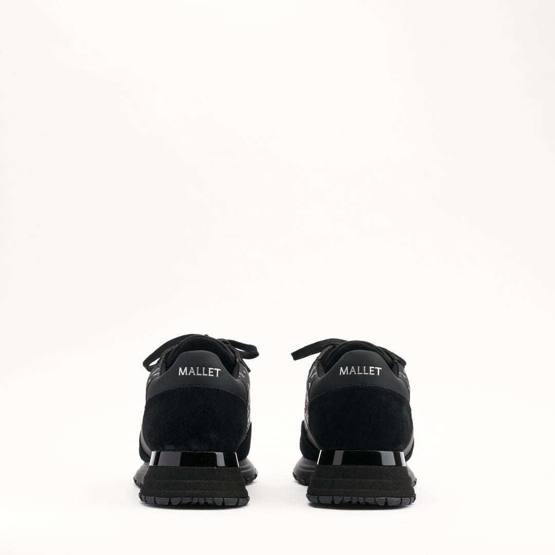 MALLET Popham Essential Men's Black Gloss Leather Trainers