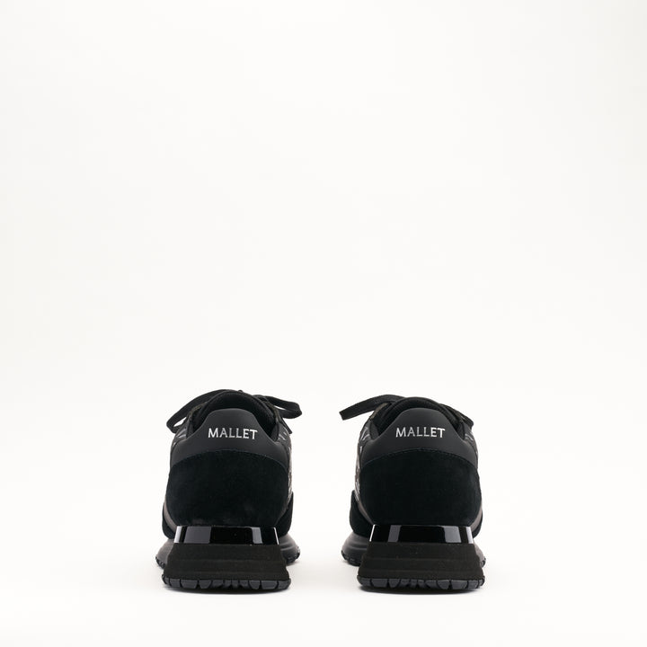 MALLET Popham Essential Men's Black Gloss Leather Trainers