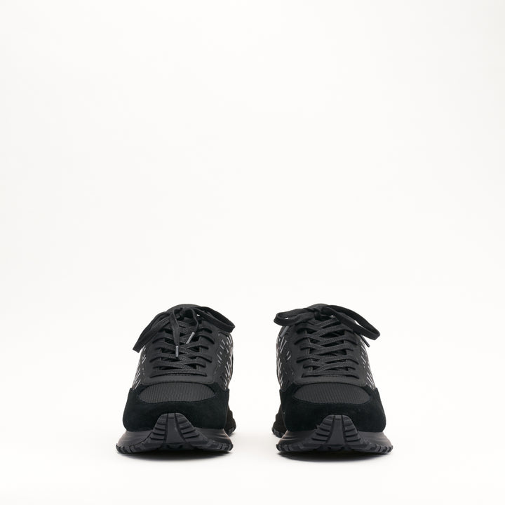 MALLET Popham Essential Men's Black Gloss Leather Trainers