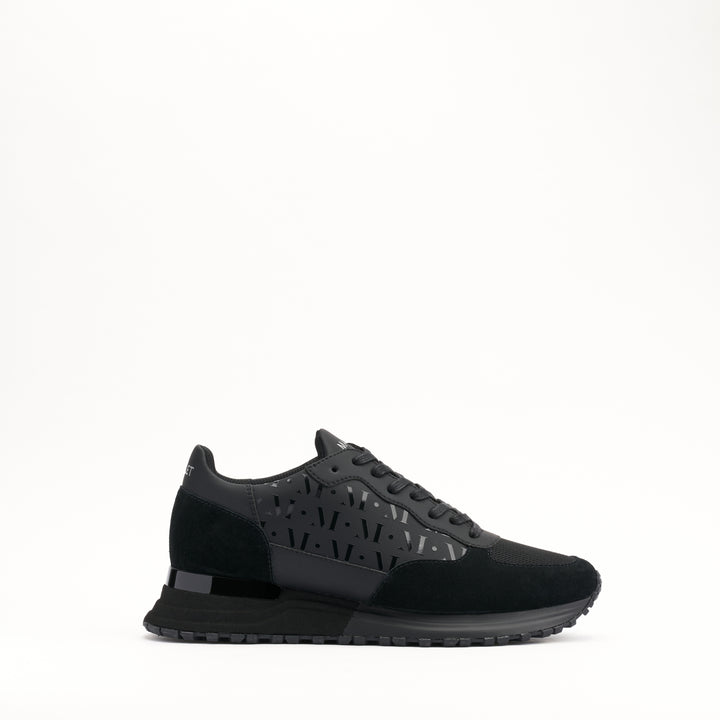 MALLET Popham Essential Men's Black Gloss Leather Trainers