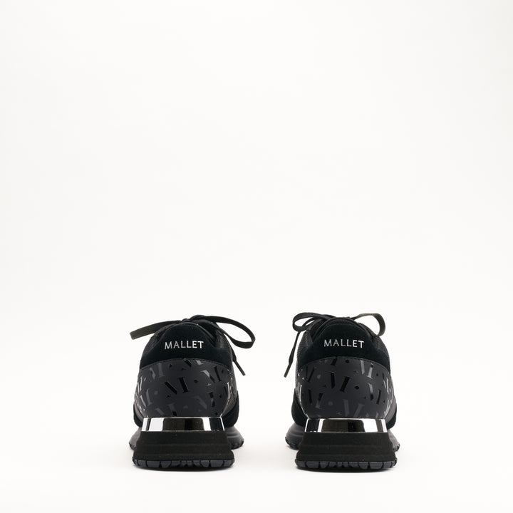 MALLET Popham Essential Men's Black Silver Leather Trainers