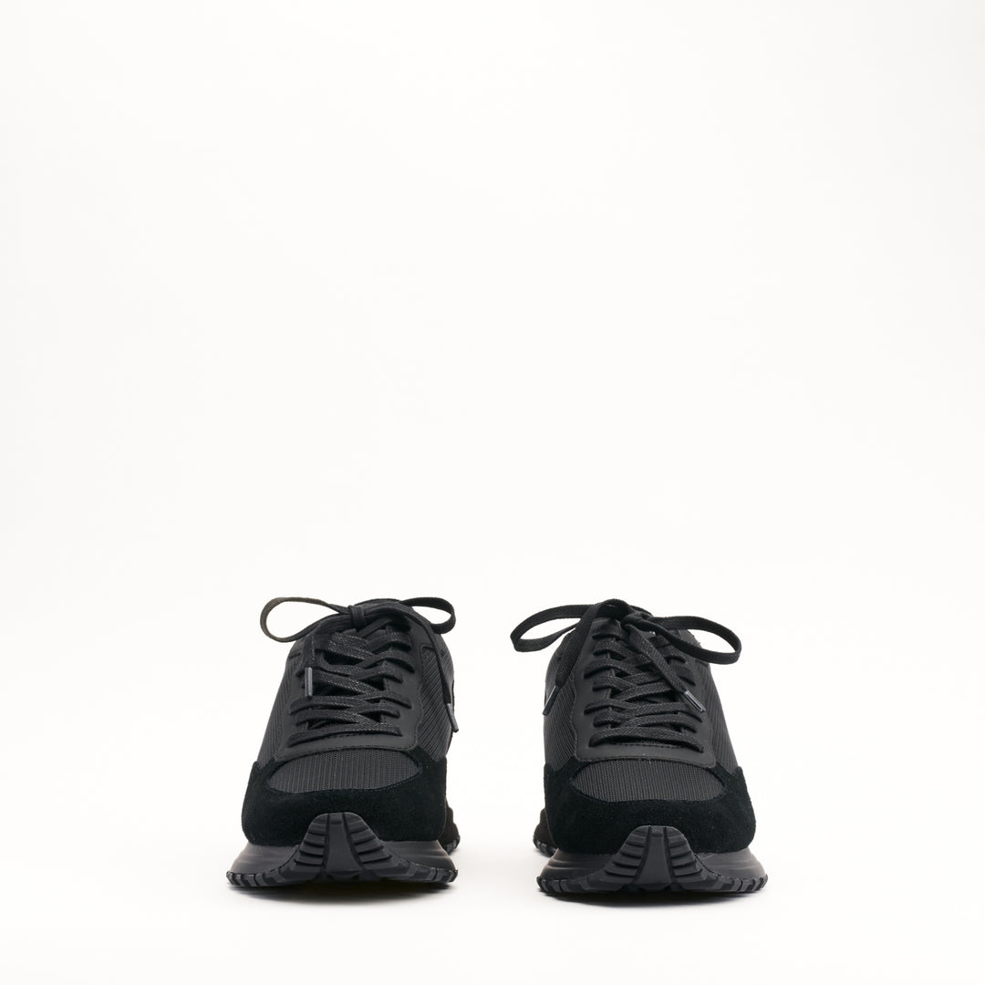 MALLET Popham Essential Men's Black Silver Leather Trainers
