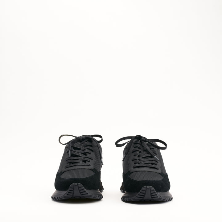 MALLET Popham Essential Men's Black Silver Leather Trainers