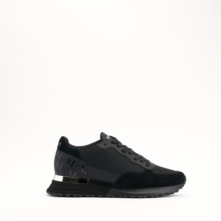 MALLET Popham Essential Men's Black Silver Leather Trainers