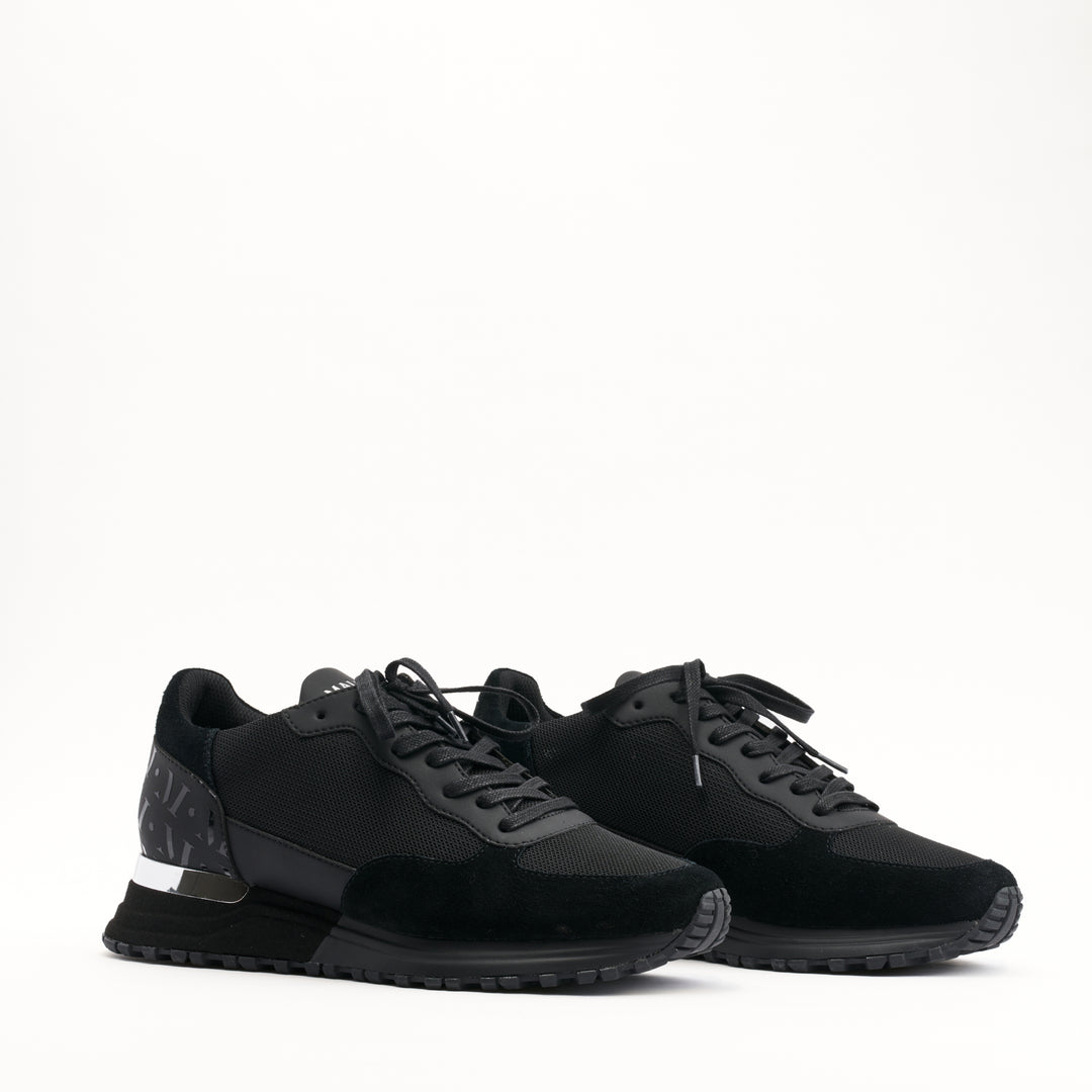 MALLET Popham Essential Men's Black Silver Leather Trainers