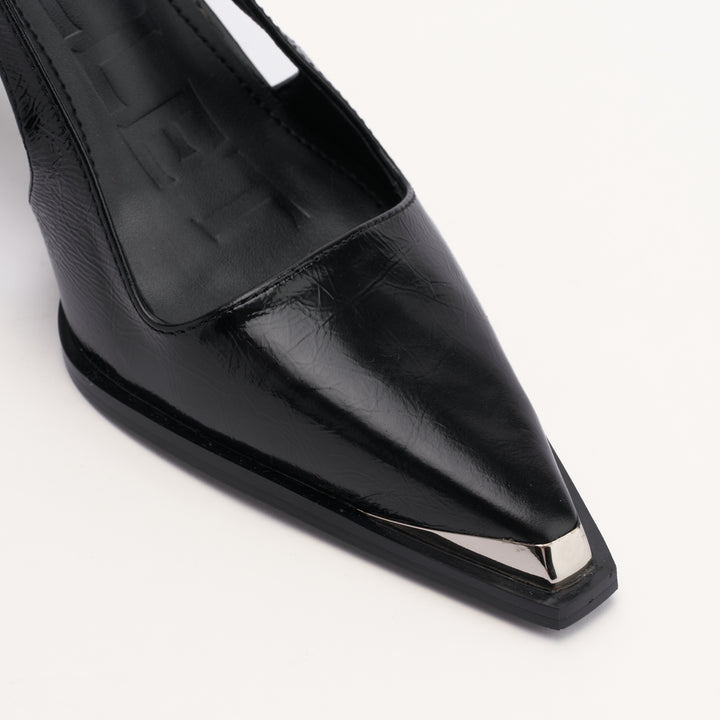 MALLET Selene Women's Black Leather Slingback Heels