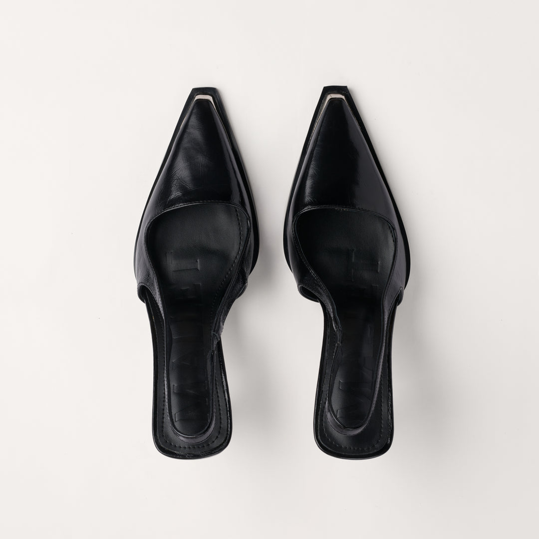MALLET Selene Women's Black Leather Slingback Heels