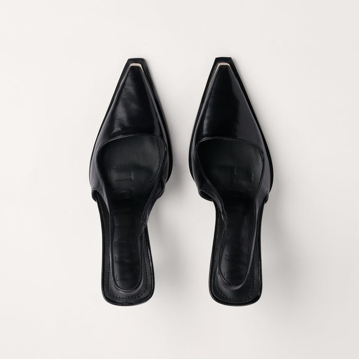 MALLET Selene Women's Black Leather Slingback Heels