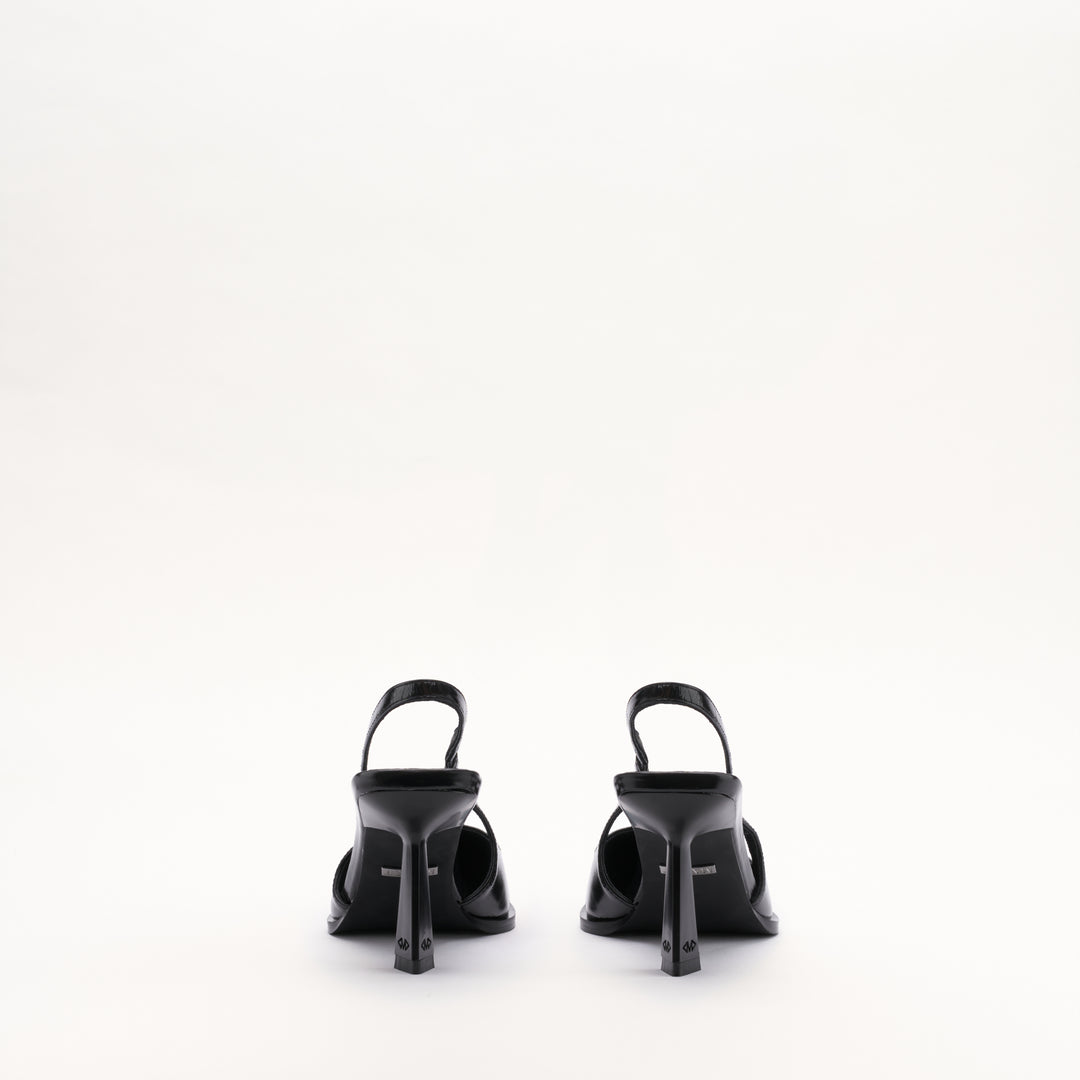 MALLET Selene Women's Black Leather Slingback Heels