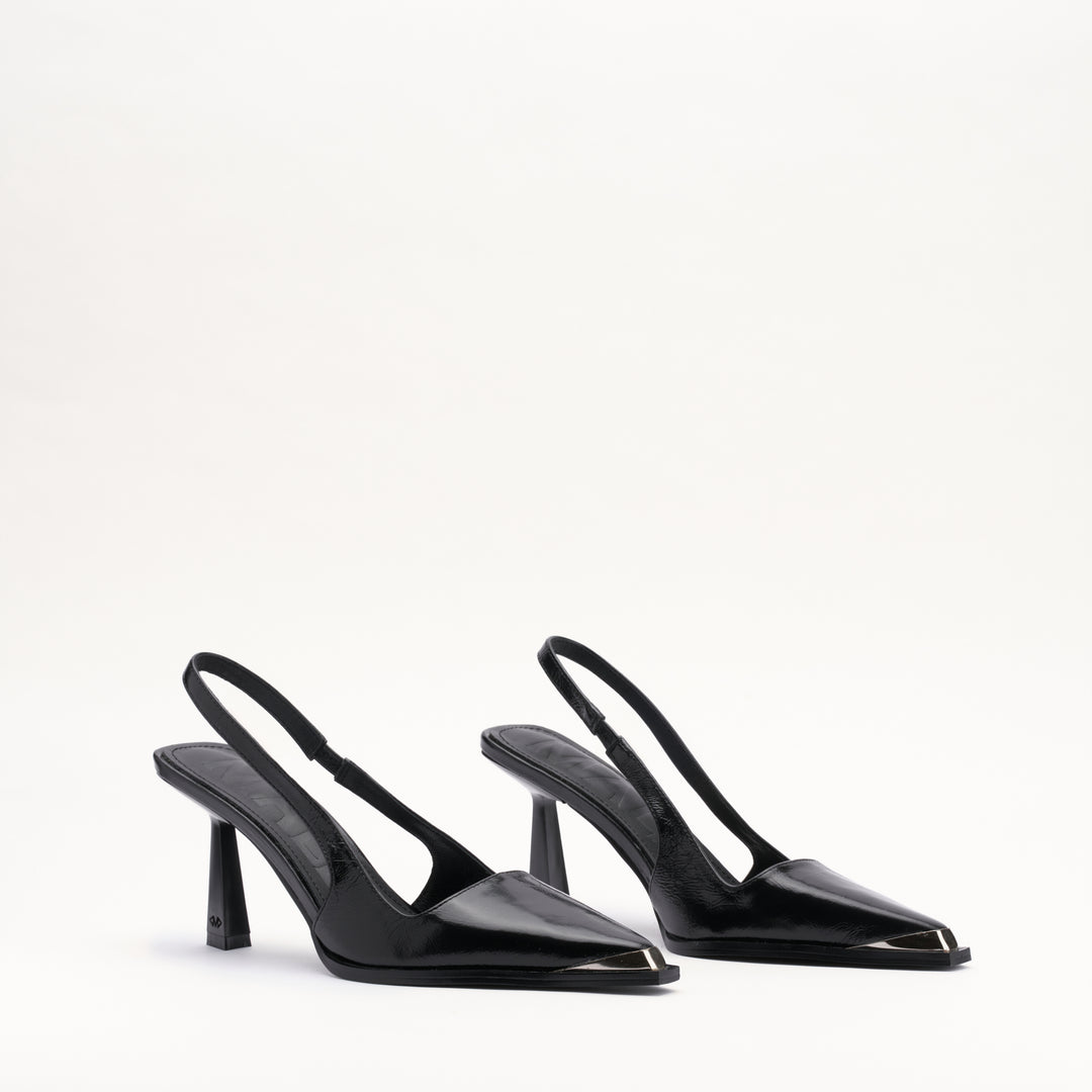 MALLET Selene Women's Black Leather Slingback Heels