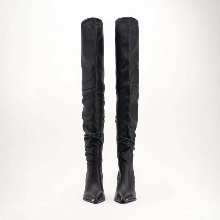 MALLET Sienna Women's Black Leather Thigh High Boots