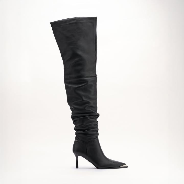 MALLET Sienna Women's Black Leather Thigh High Boots