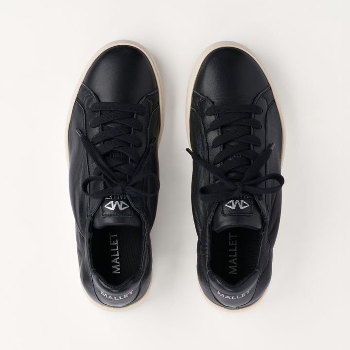 MALLET Sona Men's Black Soft Leather Trainers