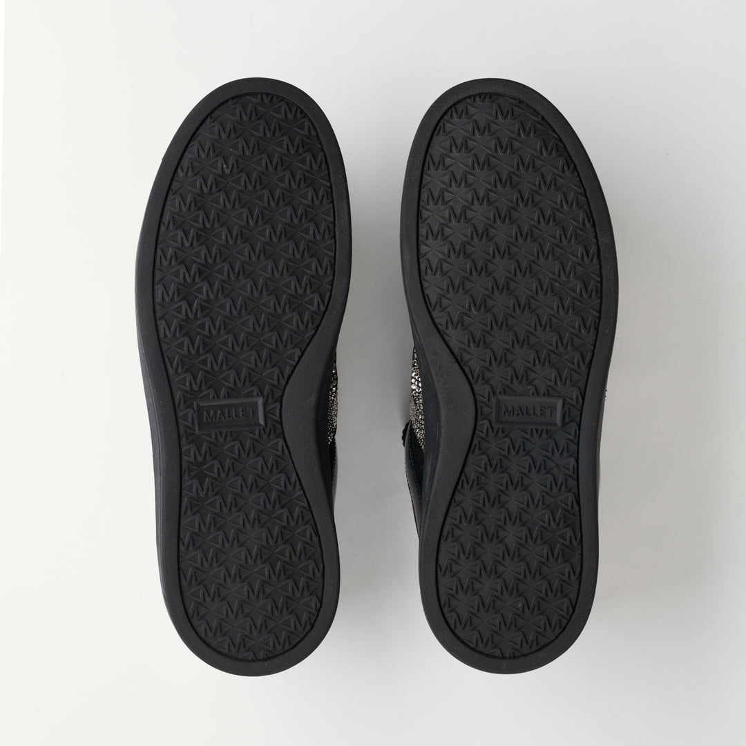 MALLET Fenchurch Men's Swarovski Crystal Black Leather Trainers
