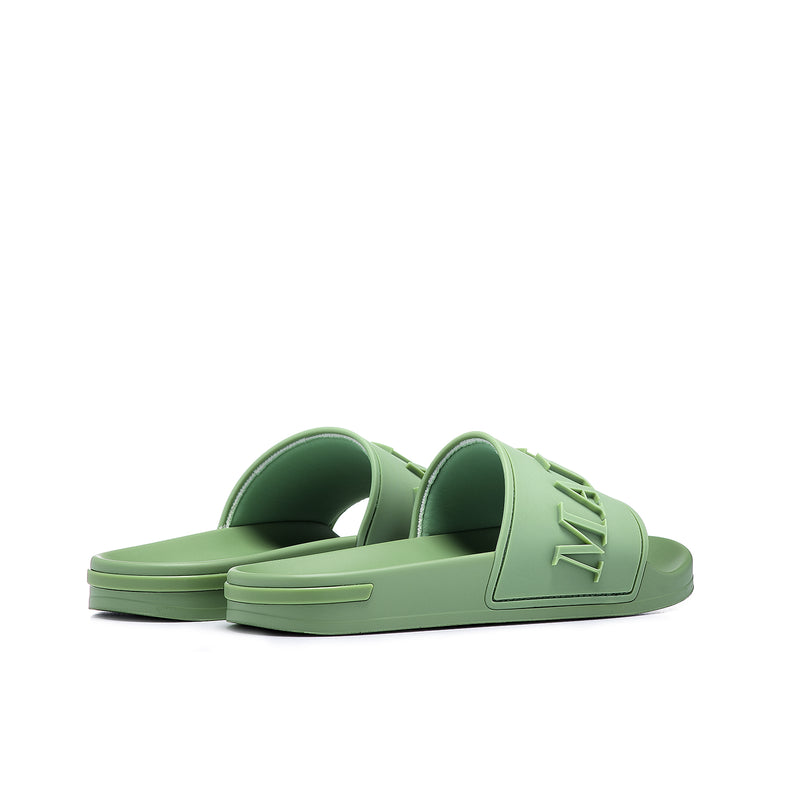 Mallet Logo Embossed Slide Clover Green Womens