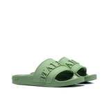 Mallet Logo Embossed Slide Clover Green Womens