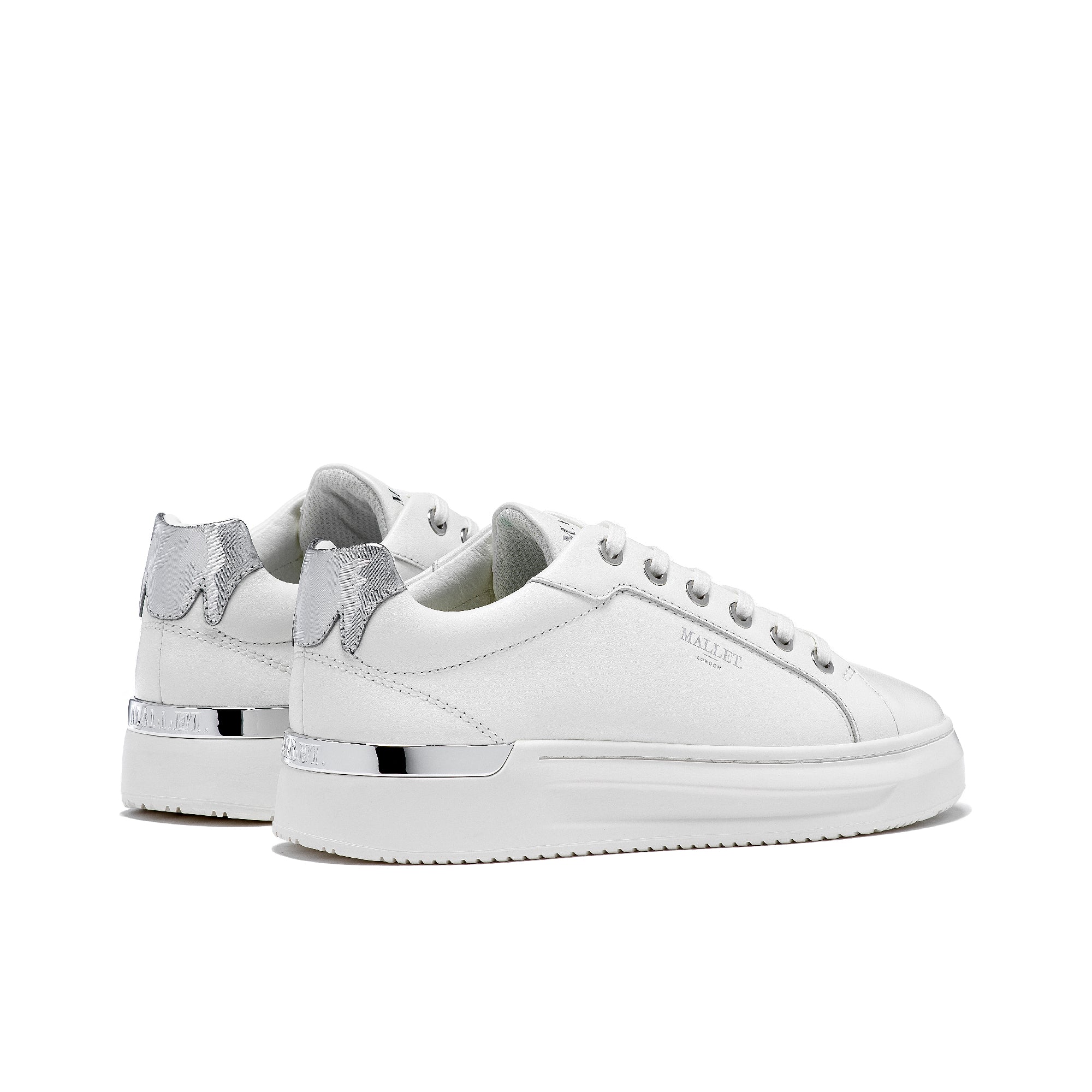 Ladies white cheap and silver trainers