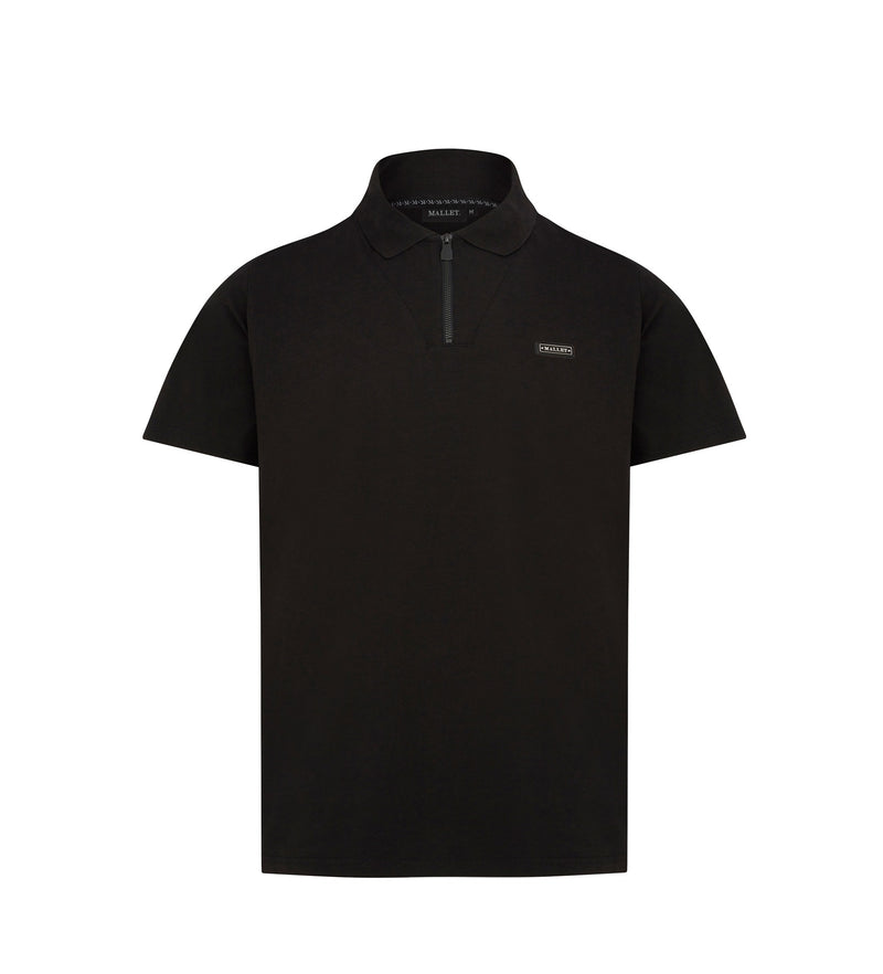 Zip Polo Tee Black Organic