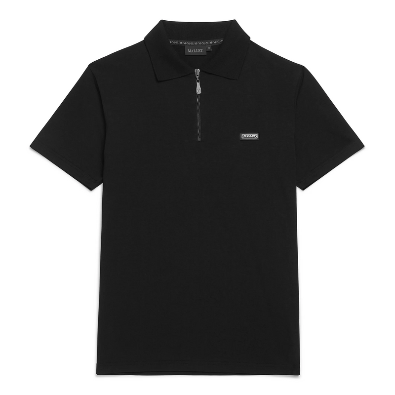 Zip Polo Tee Black Organic